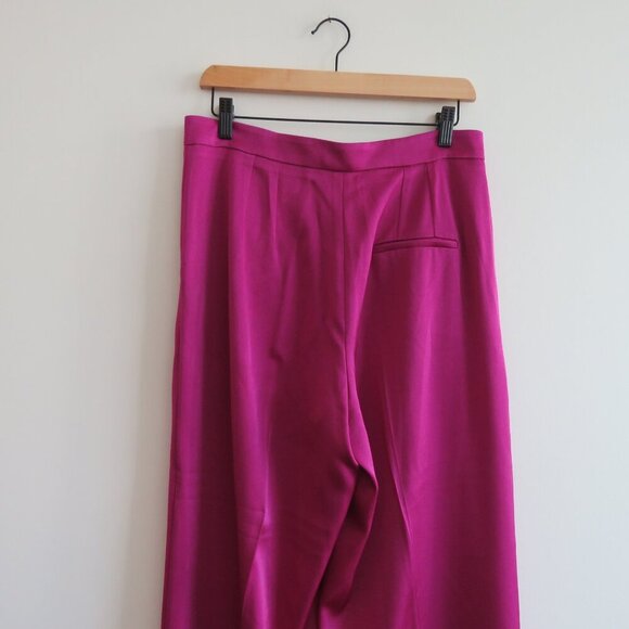 MARELLA Scorza High Rise Wide Leg Satin Pants in Purple Luxury - Size US 10 - Picture 9 of 11